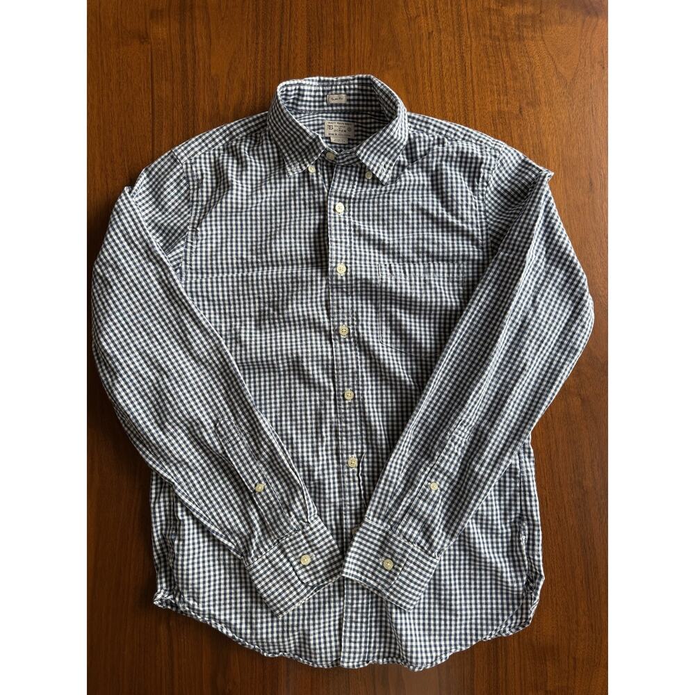 J.Crew Men's Slim Fit Blue Gingham Button-Down Shirt - Size S